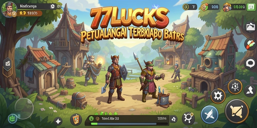 Screenshot menunjukkan petualangan seru di dunia terbuka 77LUCKS.