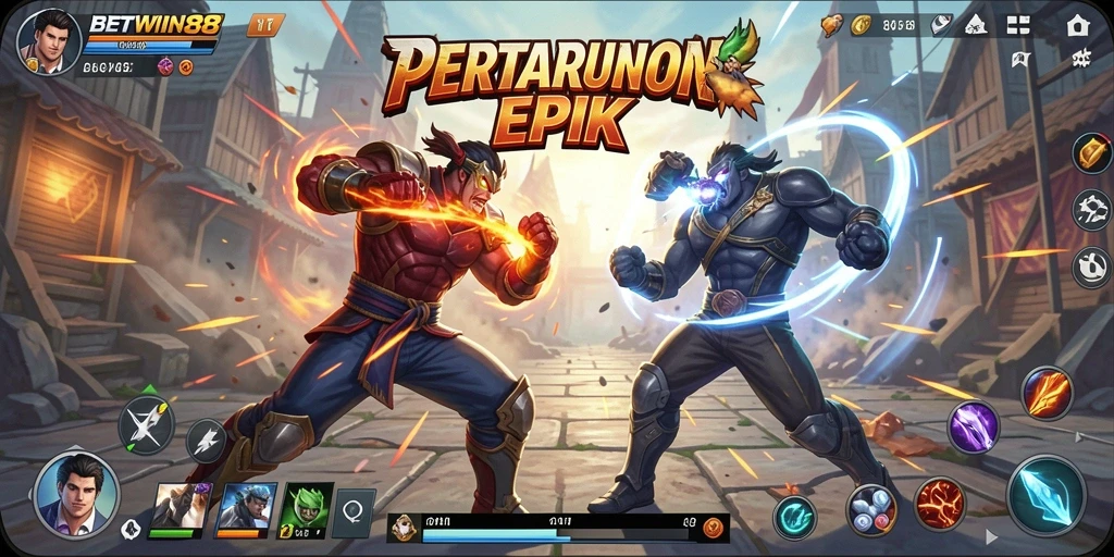 Gameplay seru BETWIN88 dengan karakter bertarung yang dinamis.