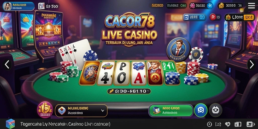 Screenshot utama CACOR78 menampilkan gameplay Live Casino yang seru dan interaktif.