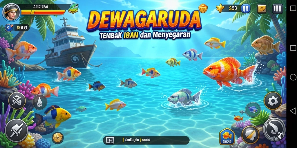 Tangkapan ikan yang menarik dalam gameplay DEWAGARUDA.