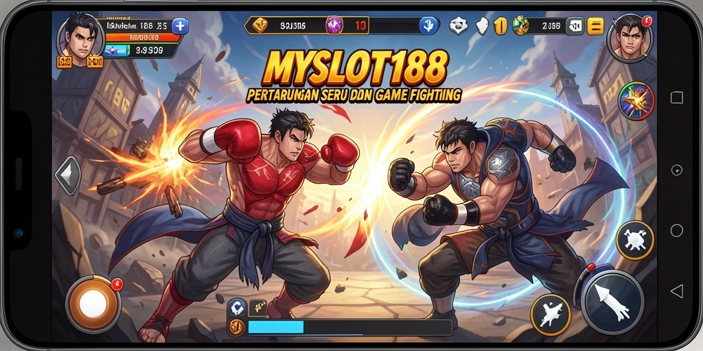 Tampilan gameplay MYSLOT188 dengan pertarungan penuh aksi.
