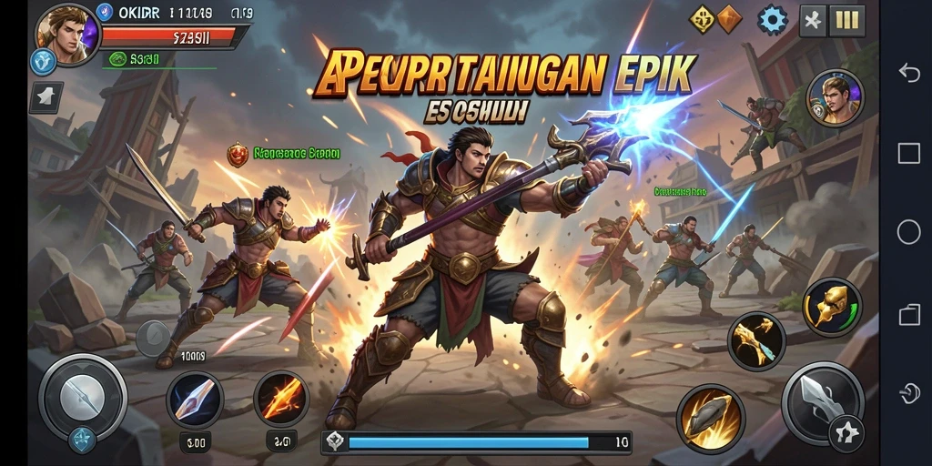 Tampilan seru pertarungan di OKIDR dengan karakter dan musuh yang memukau.