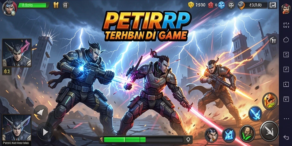 Tangkapan layar menampilkan serunya pertarungan dalam PETIRRP dengan aksi cepat dan karakter beragam.