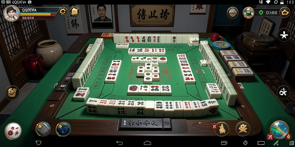 Tangkapan layar permainan QQDEWA yang menampilkan aksi Mahjong yang seru.