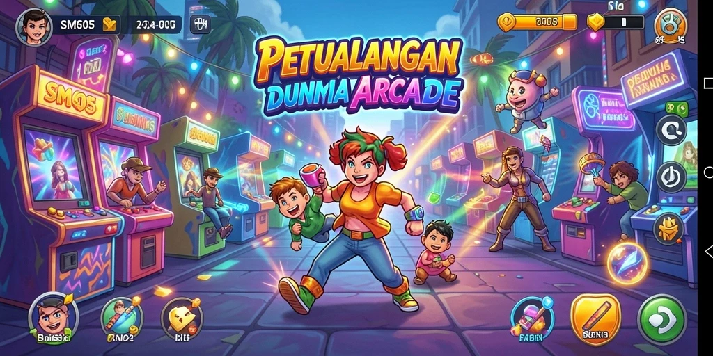 Screenshot gameplay SM605 menampilkan aksi seru dalam dunia Arcade.