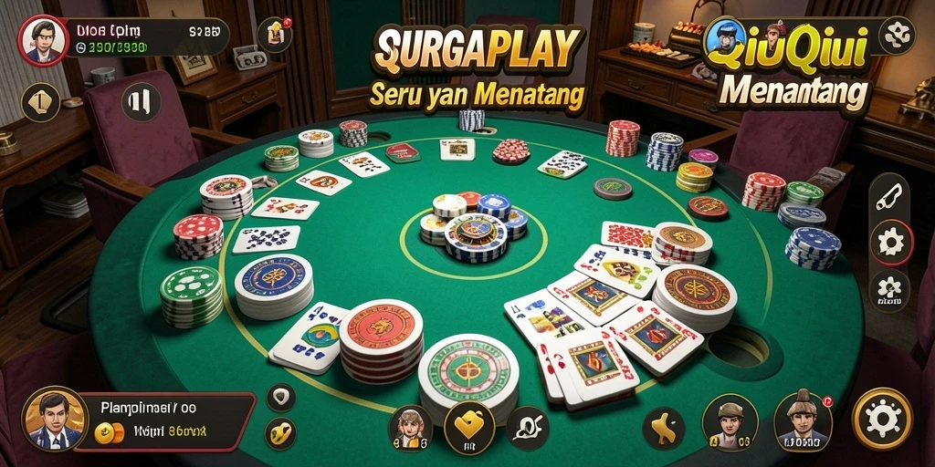 Tampilan gameplay seru dalam SURGAPLAY saat bermain QiuQiu.